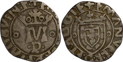 PortugalD. Manuel I (1495-1521)Vint&eacute;m Porto SilverLegend Inedit: ...GVIN:E:/...AD.GIEAG: 35.? 