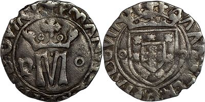 PortugalD. Manuel I (1495-1521)Vint&eacute;m Porto SilverAG: 33.01 1.85 gVF