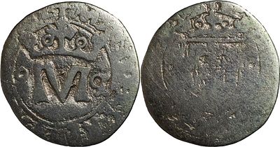 PortugalD. Manuel I (1495-1521)Vint&eacute;m Porto Silver"P" invertedAG: 37.? 1.51 g RAREGood Fine
