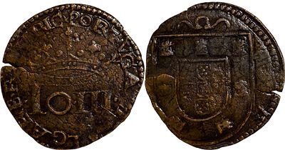PortugalD. Jo&atilde;o III (1521-1557)3 reais Lisbon CopperAG: 13.? 5.03 gVF