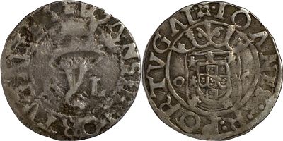 PortugalD. Jo&atilde;o III (1521-1557)Vint&eacute;m (20 reais) Lisbon R-L/o-o SilverAG: 51.09 1.80 gVF