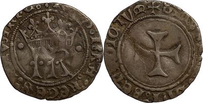 Kingdom of NavarreJuan y Catalina (1483-1512). Tarja. Navarra. Ve. 2,05 g. Iniciales IK 