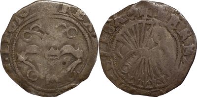 SpainReyes Cat&oacute;licos (1474-1504). 1/2 Real. Toledo. Silver 1.43 g. Marks: T-M. Cal-287. Fair.