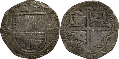 SpainFelipe II (1556-1598). 4 Reales (Antes of 1588). Sevilla. Silver 13.55 g. Marks: D en 