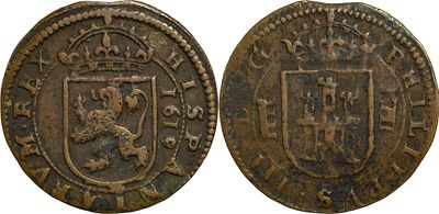 SpainFelipe III (1598-1621). 8 Maraved&iacute;s 1619. Segovia. Ae 5.62 g. Cal-339. Fine.