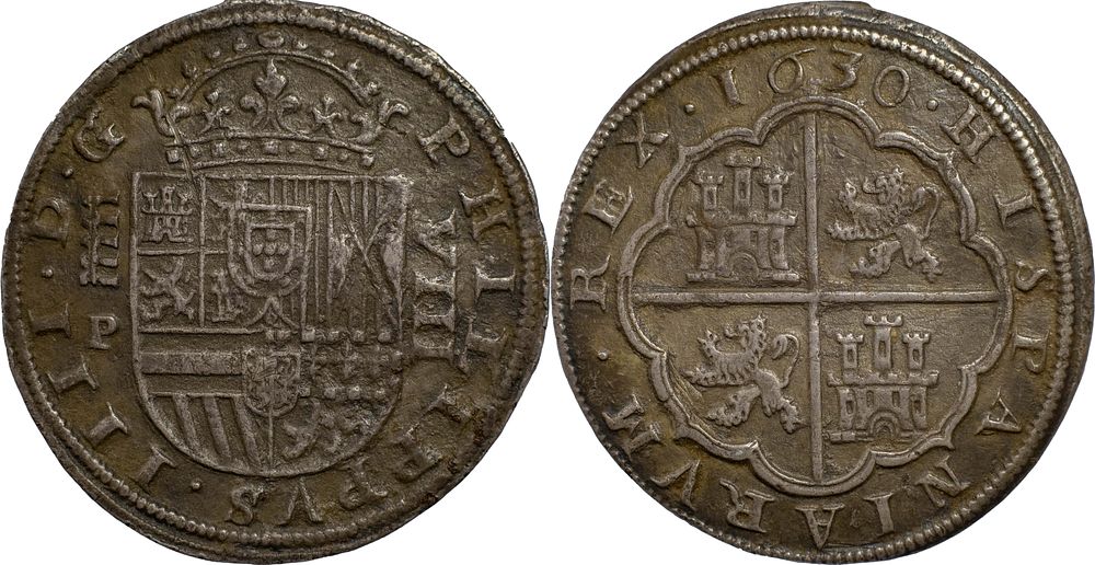 Felipe IV - 8 Reales 1630. Real Ingenio. Segovia. Marca P. Spain 
Felipe IV (1621-1665). 8 