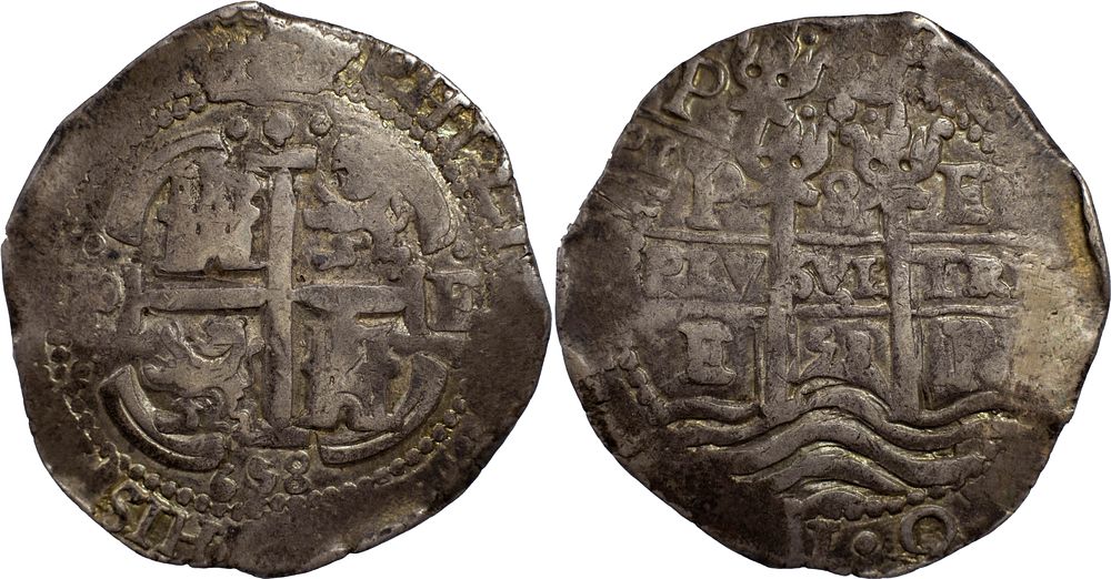 Spain 
Felipe IV (1621-1665). 8 Reales 1658. Potosi. Silver 27.42 g. Marks: E. Cal-1520. About XF.