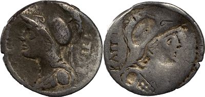 The Roman RepublicP. Servilius M.f. Rullus, 100 Fine. AR Denarius 3.77 g. Rome. RVLLI Helmeted 