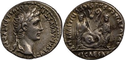 The Roman EmpireAugustus, 27 FairAD 14. AR Denarius 3.91 g. Lugdunum, 2 FairAD 4. CAESAR 