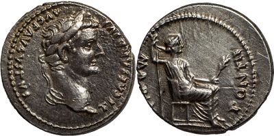The Roman EmpireTiberius, 14-37. AR Denarius 3.89 g. Lugdunum, group 5, circa 36-37. TI CAESAR 