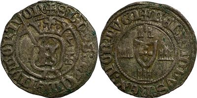 PortugalD. Fernando I (1367-1383)Grave Lisbon BillionAG: 11.02 2.05 gGood XF