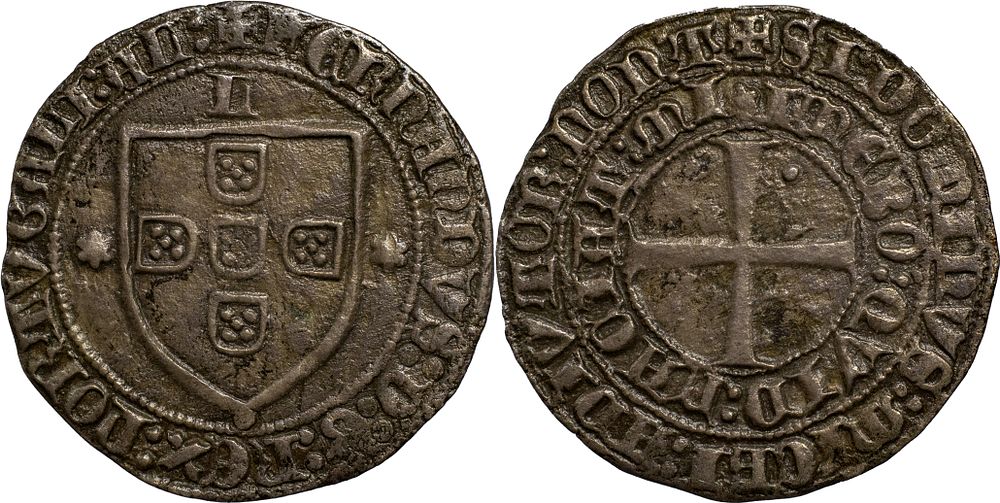 Portugal 
D. Fernando I (1367-1383) 
Torn&ecirc;s of Escudo Lisbon Billion 
AG: 74.03 2.85 g 