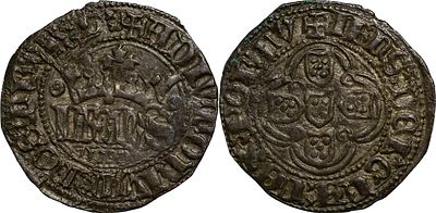 PortugalD. Jo&atilde;o I (1385-1433)Half real of 10 soldos Lisbon BillionAG: 19.04 1.25 gDouble strike.XF