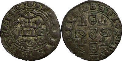 PortugalD. Jo&atilde;o I (1385-1433)Real of 3 libras and Half Lisbon BillionAG: 54.15 2.77 gAbout XF