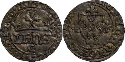 PortugalD. Jo&atilde;o I (1385-1433)Half real Cruzado Lisbon BillionAG: 34.02 1.73 gXF