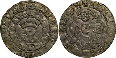 PortugalD. Jo&atilde;o I (1385-1433)Real Branco Lisbon BillionAG: 52.02 3.12 gXF