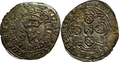 PortugalD. Jo&atilde;o I (1385-1433)Real Branco Porto BillionAG: 53.02 3.04 gXF