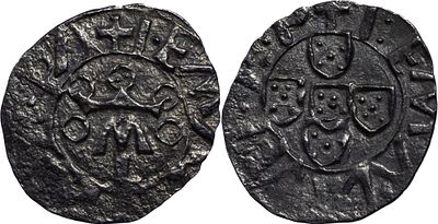 PortugalD. Manuel I (1495-1521)Cinquinho Lisbon SilverLeg Anv: .. P.AAG: 12.01 var Legend 0.49 