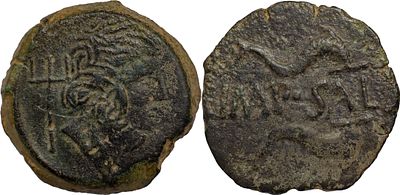 Hispano RomanasImperatoria Salacia 150-50 AC Asse CobreAG 02.02 12.31 g MUITO RARA.BC.