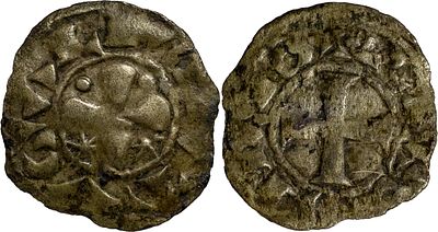 PortugalD. Sancho I (1185-1211)Dinheiro de estrelas Bolh&atilde;oLegenda anverso: PORTVGALLegenda 