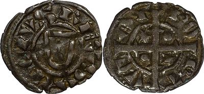 PortugalD. Sancho II (1223-1248)Dinheiro de escudete Bolh&atilde;oPontos em linha.AG: 15.02 0.70 gMBC