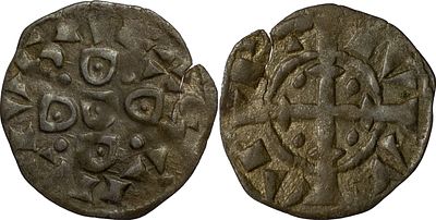 Portugal D. Sancho II (1223-1248) Dinheiro Bolh&atilde;o Com cruz diferente. AG: 25.02 Var. cruz 0.63 