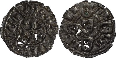 PortugalD. Dinis I (1279-1325)Dinheiro Bolh&atilde;oDisco muito fino, com a cunhagem criou fendas 