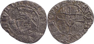 PortugalD. Fernando I (1367-1383)Meia barbuda Corunha CR-V Bolh&atilde;oAG: 30.02 1.85 g MUITO RARABC-