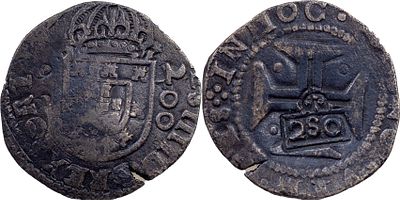 PortugalD. Afonso VI (1656-1667)Carimbo de "2S0" r&eacute;is coroado sobre meio cruzado de D. Jo&atilde;o IV 