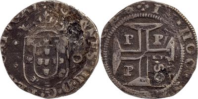 PortugalD. Afonso VI (1656-1667)Carimbo de "2S0" r&eacute;is coroado sobre meio cruzado de D. Jo&atilde;o IV 