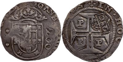 PortugalD. Afonso VI (1656-1667)Carimbo de "2S0" r&eacute;is coroado sobre meio cruzado de D. Jo&atilde;o IV 