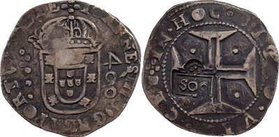 Portugal D. Afonso VI (1656-1667) Carimbo de "S00" r&eacute;is coroado sobre cruzado de D. Jo&atilde;o IV 