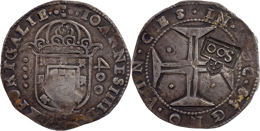 Lindo exemplar com carimbo de "S00" r&eacute;is coroado!. Portugal 
D. Afonso VI (1656-1667) 
Carimbo 