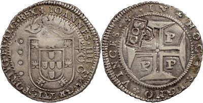 Lindo exemplar!. PortugalD. Pedro II (1683-1706)Cord&atilde;o e cunho de orla nova 1698 sobre cruzado 