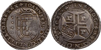 Lindo exemplar!. PortugalD. Pedro II (1683-1706)Cord&atilde;o e cunho de orla nova 1698 sobre cruzado 