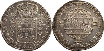 BrasilD. Jo&atilde;o Pr&iacute;ncipe Regente (1799-1816)960 r&eacute;is 1812 Bahia PrataRecunhado sobre 8 reales 