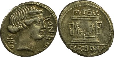 The Roman RepublicL. Scribonius Libo, 62 BC. AR Denarius 3.92 g. Rome. BON EVENT - LIBO 