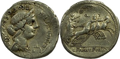 The Roman RepublicC. Annius T.f. T.n. and L. Fabius L.f., 82-81 BC. AR Denarius 3.80 g. Spanish 