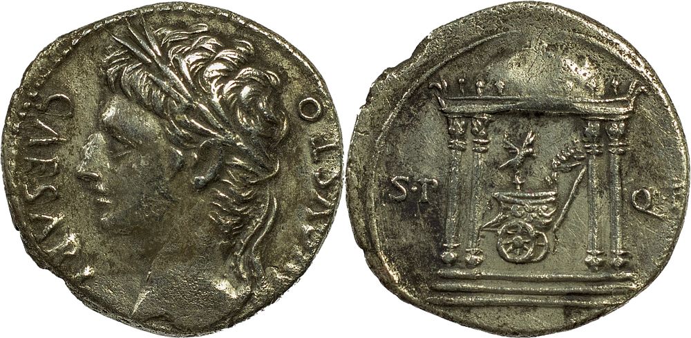 The Roman Empire 
Augustus, 27 BC-AD 14. AR Denarius 3.63 g. uncertain mint in Spain (Colonia 
