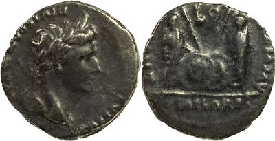 The Roman EmpireAugustus, 27 BC-AD 14. AR Denarius 3.40 g. Lugdunum, circa 2 BC-AD 4. CAESAR 