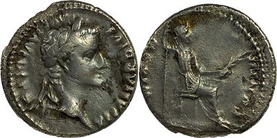 The Roman EmpireTiberius, 14-37. AR Denarius 3.67 g. Lugdunum, circa 18 BC. TI CAESAR DIVI AVG 