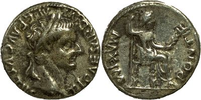 The Roman EmpireTiberius, 14-37. AR Denarius 3.18 g. Lugdunum, group 3, circa 18 BC. TI CAESAR 