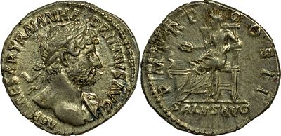 The Roman Empire Hadrian, 117-138. AR Denarius 3.48 g. Rome, 118. IMP CAESAR TRAIAN HADRIANVS 