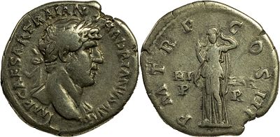 The Roman Empire Hadrian, 117-138. AR Denarius 3.04 g. Rome, circa late 120-121. IMP CAESAR 
