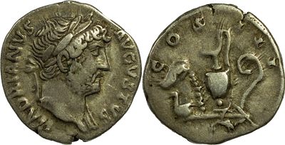 The Roman Empire Hadrian, 117-138. AR Denarius 3.41 g. Rome, circa 125-126/7. HADRIANVS 