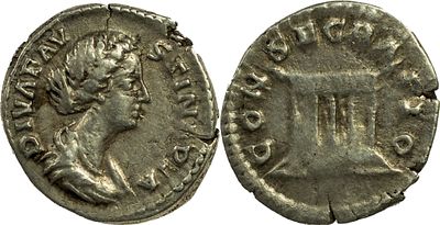 The Roman Empire Diva Faustina Junior, died 175/6. AR Denarius 2.83 g. Rome, 176 and later. 
