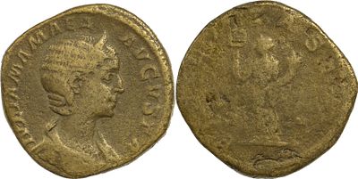 The Roman Empire Julia Mamaea, Augusta, 222-235. AE Sestertius 22.14 g. Rome, 232. IVLIA MAMAEA 