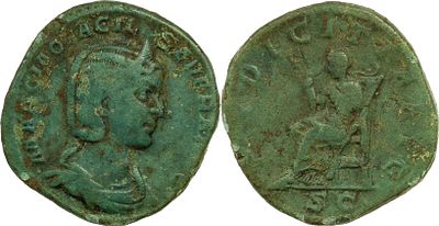 The Roman Empire Otacilia Severa, Augusta, 244-249. AE Sestertius 15.17 g. Rome, 245. MARCIA 