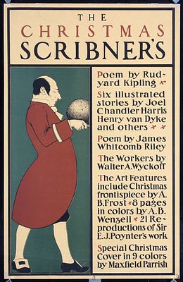 Parrish, Maxfield 1870 - 1966 - Original 1890s Maxfield Parrish Xmas Scribner Poster. Parrish 