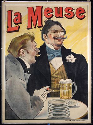 Marold, Ludek 1865 - 1898 - Original c 1890s French Beer Poster La Meuse Marold Art. Marold, Ludek 